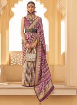 Silk Pink Wedding Wear Embroidery Work Saree